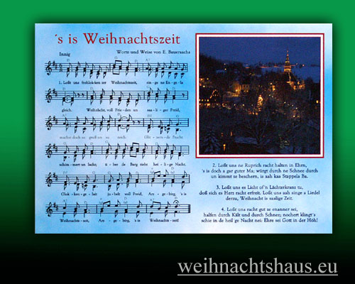 Seiffen Weihnachtshaus - Postkarte Lieder Weihnachtszeit - Bild 1