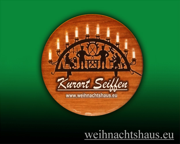 Seiffen Weihnachtshaus - Magnet Erzgebirge mit Flaschenöffner Motiv  Schwibbogen - Bild 1