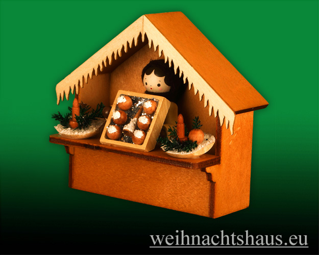 Seiffen Weihnachtshaus - Erzgebirge Winterkinder natur Weihnachtsstand mit Christbaumschmuck - Bild 1