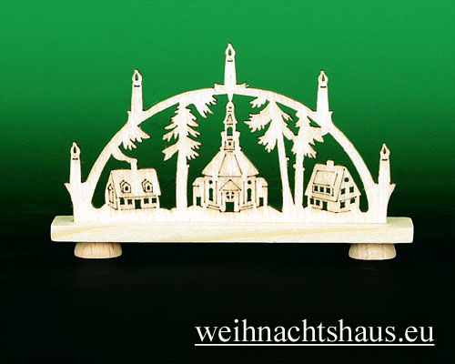 Seiffener Minilichterbogen  Seiffen Kirche aus Holz kleiner Lichterbogen Miniatur deko