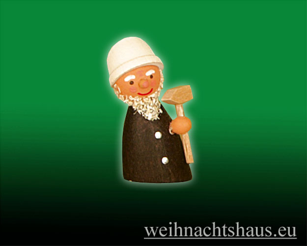Seiffen Weihnachtshaus - Miniatur Bergwichtel mit Hammer - Bild 1