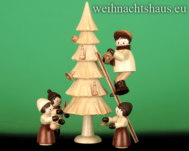 Seiffen Weihnachtshaus - Erzgebirge Winterkinder natur Weihnachtsbaum schmücken - Bild 1