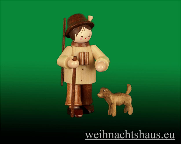 Seiffen Weihnachtshaus - Miniatur natur Jäger mit Hund  2- teilig - Bild 1