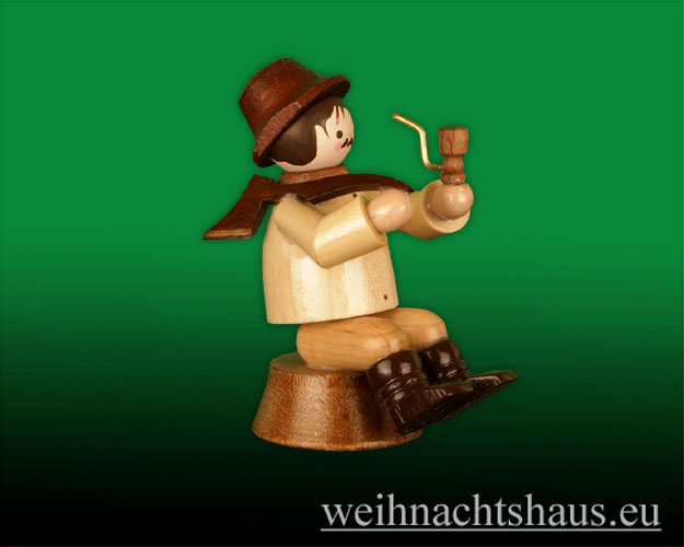 Seiffen Weihnachtshaus - Miniatur natur Waldmann auf Stamm - Bild 1