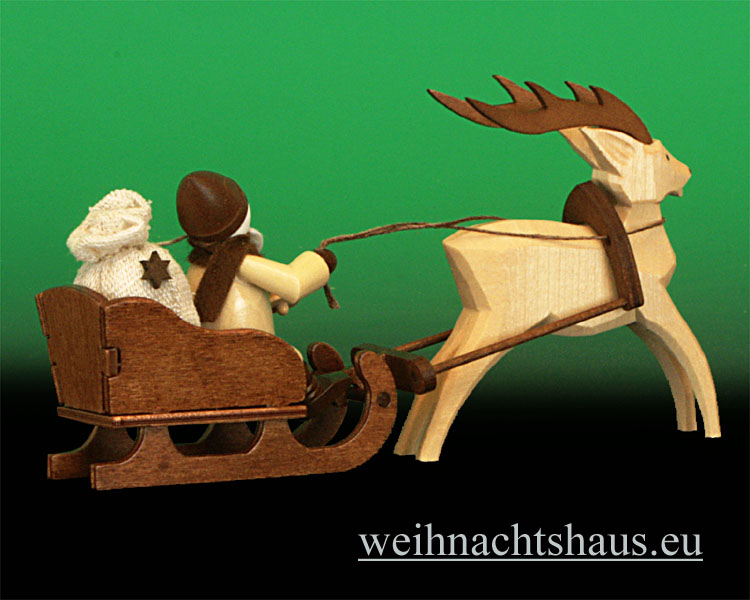 Romy Thiel Figuren Neuheit Weihnachtsmann Weihnachtsschlitten Weihnachtsgespann  mir Rentierschlitten Seiffen Thielfiguren Werksverkauf