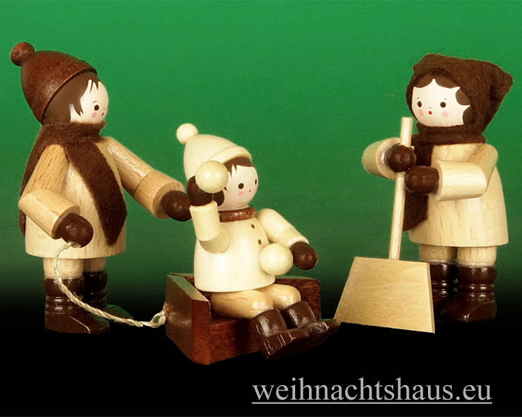 Romy Thiel Neuheiten Erzgebirge Winterkinder natur Winterdienst Thielfigur Holzfigur Neuheit Winterkind Neu Seiffen Deutschneudorf