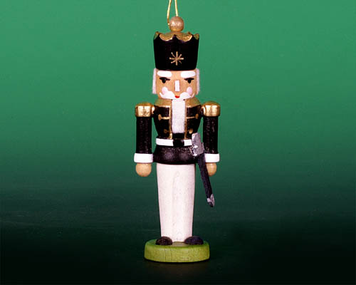 Seiffen Weihnachtshaus - Baumbehang farbig Nußknacker König schwarz - Bild 1