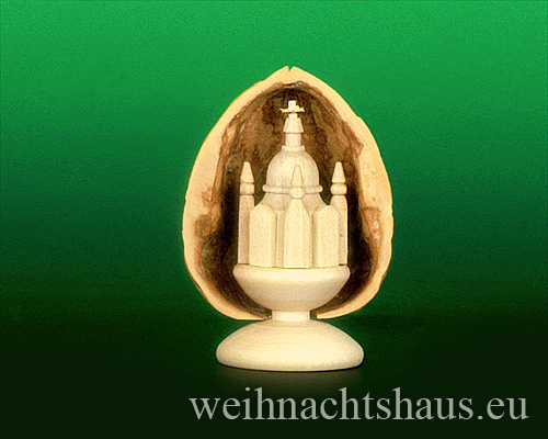 Nußschale Erzgebirge mit Figuren Dresdener Nußschalen Figur Miniatur Dresden Frauenkirche Gernegroß Seiffen Holz Werksverkauf sale