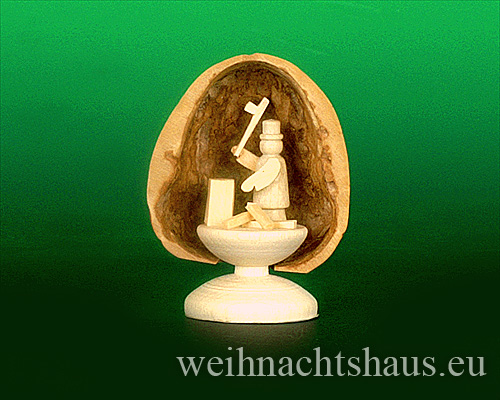 Nußschale mit Figuren Holzhacker Nußschalen Figur Miniatur Holzmacher Holz Gernegroß Seiffen Holz Werksverkauf