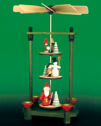 Seiffen Weihnachtshaus -  Pyramide  3 Stock Weihnachtsmann - Bild 1