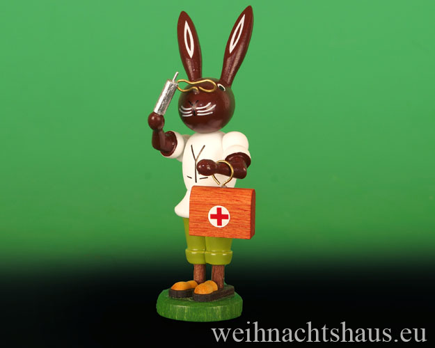 Seiffen Weihnachtshaus - Osterhase 10cm Hasendoktor - Bild 1