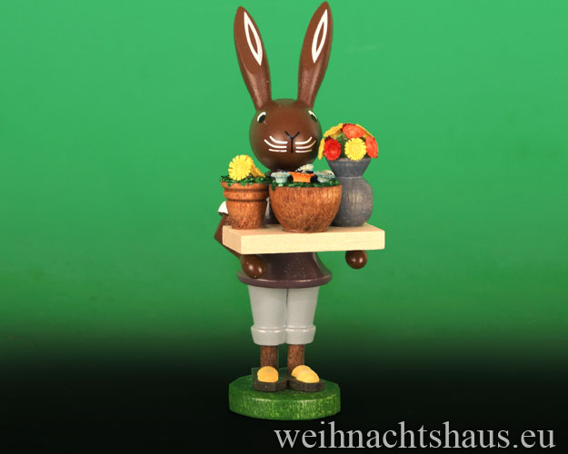 Osterhase Neu Preißler Thomas Erzgebirge Osterhasen aus Holz Neuheit  mit Blumen Seiffen Osterhäschen