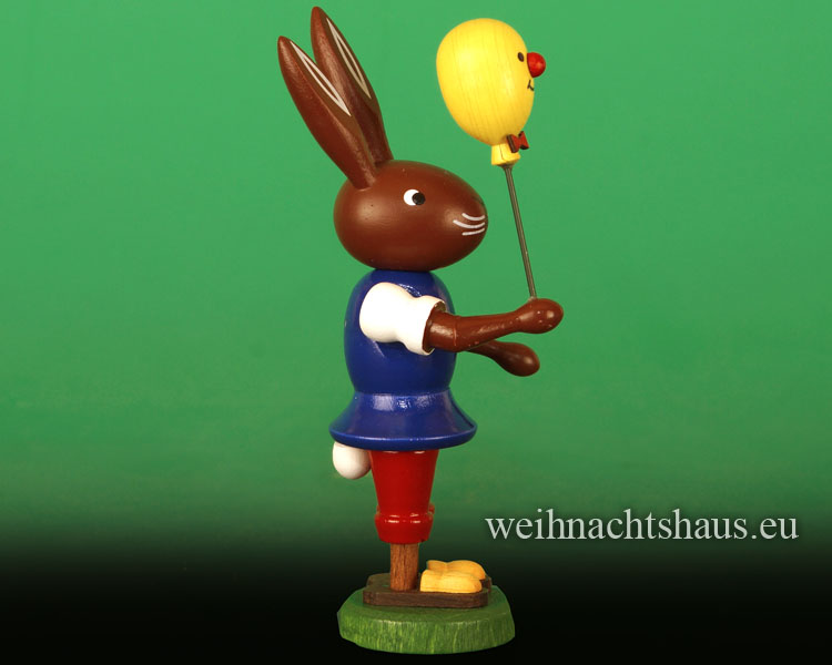 Seiffen Weihnachtshaus - Osterhase 10cm mit Kücken-Luftballon Neu 2017 - Bild 2