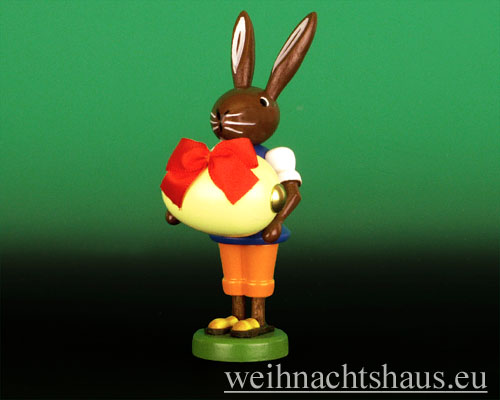 Seiffen Weihnachtshaus - Osterhase 10cm mit Ei - Bild 1