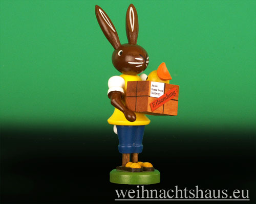 Osterhase Erzgebirge Postbote Post Paket erzgebirgischer Hase Erzgebirgshasen Osterpost Osterpaket Hasenpost  Reißler Thomas