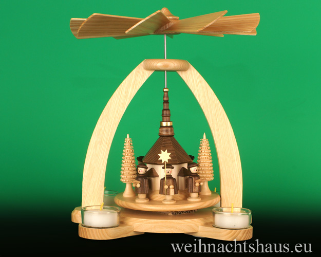 Weihnachtspyramide Seiffen Seiffener Pyramide modern Kirche Teelichtpyramide Seiffenpyramide  Werksverkauf