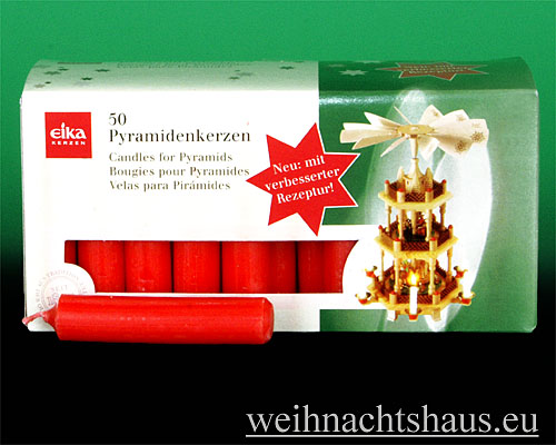 Seiffen Weihnachtshaus - Pyramidenkerzen 50 Stück 14 mm rot - Bild 1