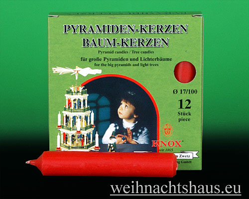 Seiffen Weihnachtshaus - große Pyramidenkerzen 17 mm rot - Bild 1