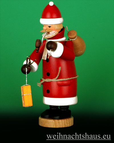 Seiffen Weihnachtshaus - <!--31-->Räuchermann Weihnachtsmann mit Paket - Bild 1
