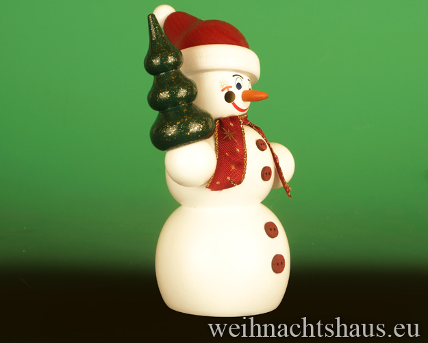 Schneemann Räuchermann groß Erzgebirge Schneemänner Schneemannel  Räuchermänner Räuchermännchen Schneefigur mit Baum Weihnachtsmannmütze günstig online kaufen