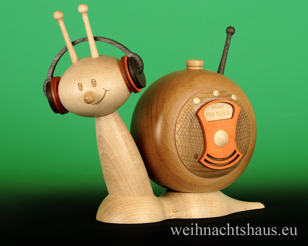 Seiffen Weihnachtshaus - <!--11-->Räucherschnecke Erzgebirge Musikschnecke - Bild 1