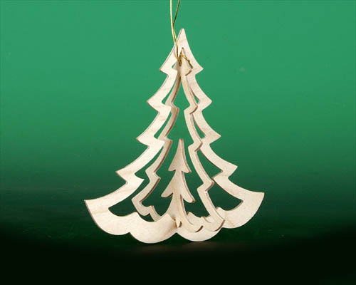 Seiffen Weihnachtshaus - Laubsägebaumbehang natur räumlich Tanne - Bild 1