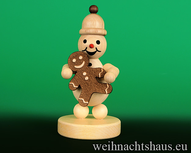 Seiffen Weihnachtshaus - .       Kugelschneemann Junior mit Lebkuchen Neuheit 2021 - Bild 1