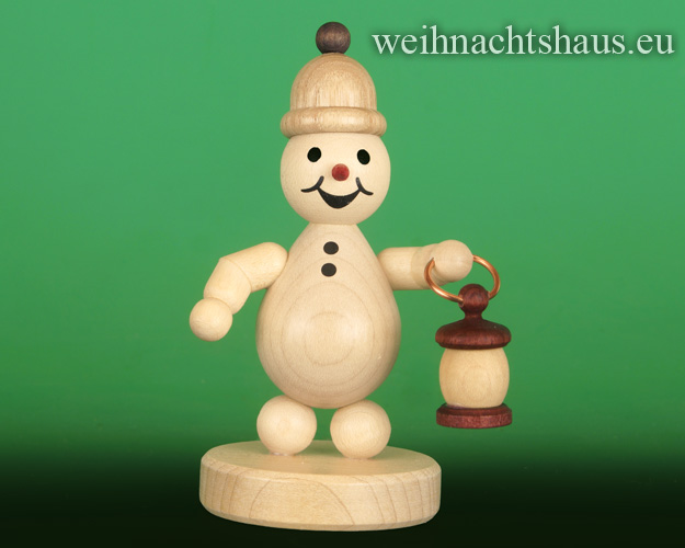 Seiffen Weihnachtshaus - .Kugelschneemann natur Junior mit Laterne - Bild 1