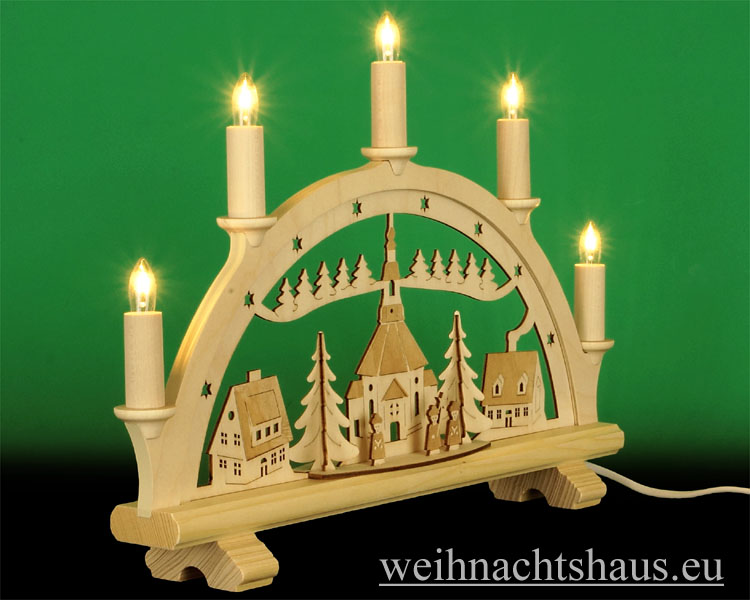 Seiffen Schwibbogen Erzgebirge mit Kirche kaufen im Seiffener Weihnachtshaus 