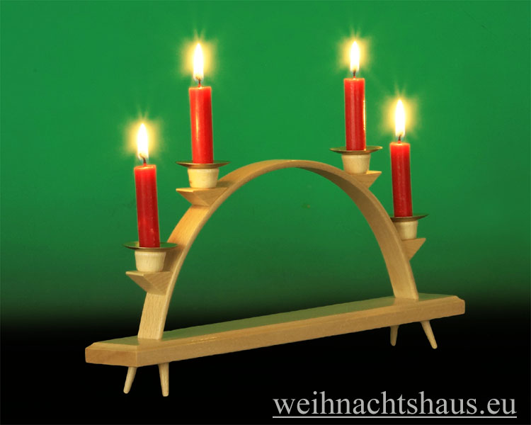 Seiffen Weihnachtshaus - Schwibbogen  ohne Figuren leer Wachskerzen 32cm - Bild 2