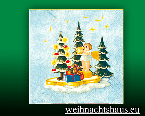Seiffen Weihnachtshaus - Weihnachtsservietten Weihnachtsengel - Bild 1