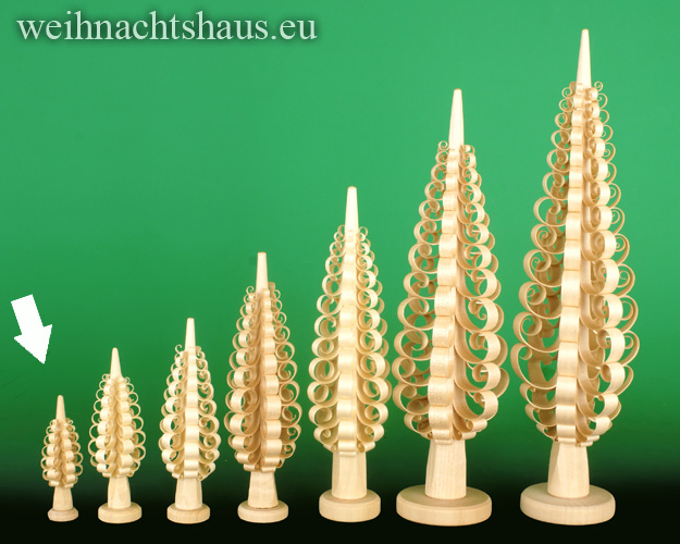 Seiffen Weihnachtshaus -  Spanbaum-Erzgebirge mit gerollten Span  8cm - Bild 1