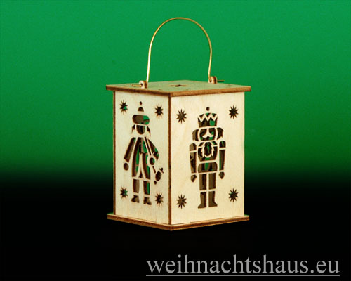 Seiffen Weihnachtshaus - Stecklaterne mit Bügel Nussknacker/Räuchermann - Bild 1