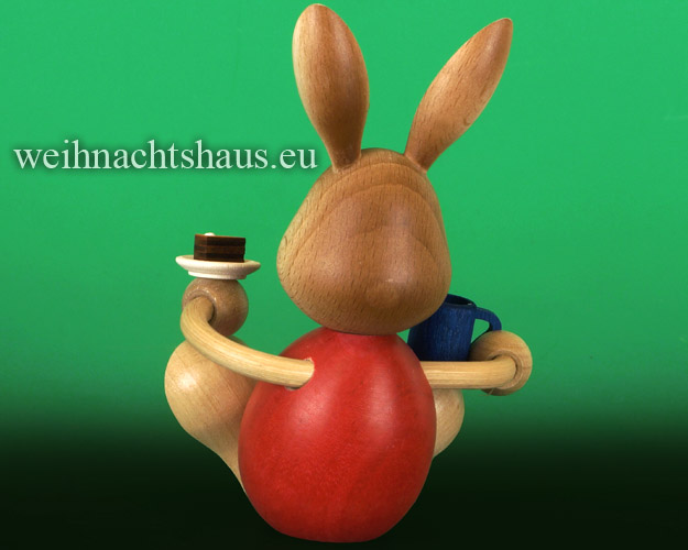 Seiffen Weihnachtshaus - Stupsi       Osterhase- Kuhnert  mit Kaffee und Kuchen - Bild 2