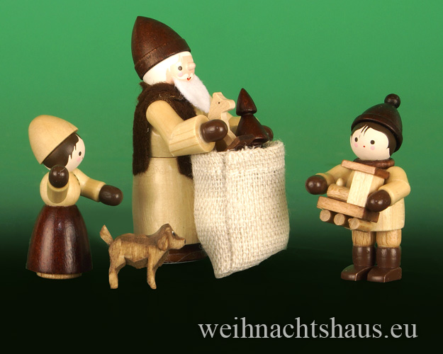 Figuren Natur Erzgebirge Winterkinder Natur Weihnachtsmann Bescherung