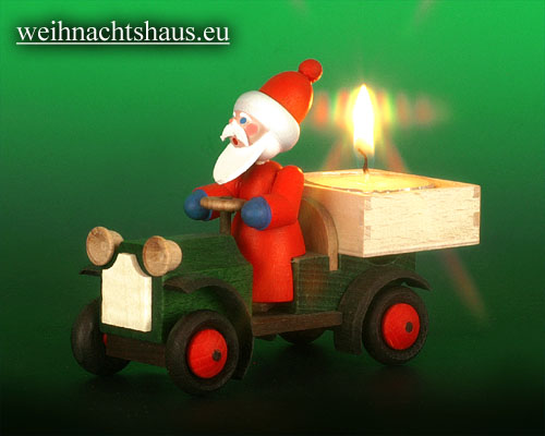 Weihnachtsauto Teelichtleuchter Weihnachtsmannauto Auto mit Weihnachtsmann Holzauto Autoweihnacht