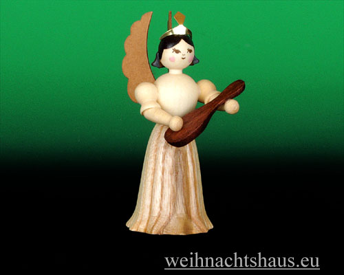 Seiffen Weihnachtshaus - Langrockengel natur Mandoline - Bild 1