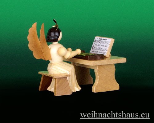 Seiffen Weihnachtshaus - Langrockengel natur Zither - Bild 1