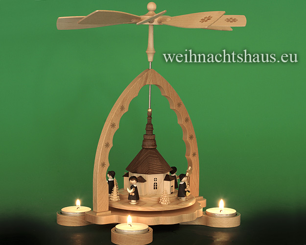 Seiffen Weihnachtshaus - Teelichtpyramide Seiffener Kirche - Bild 2