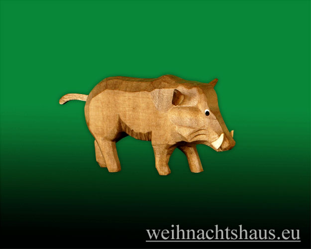 Seiffen Weihnachtshaus - Wildschwein geschnitzt Erzgebirge Keiler - Bild 1