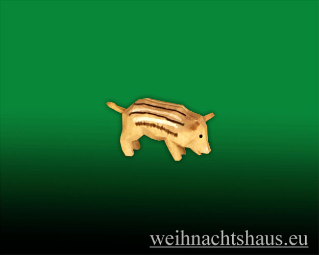 Seiffen Weihnachtshaus - Wildschwein Frischling geschnitzt aus Holz - Bild 1