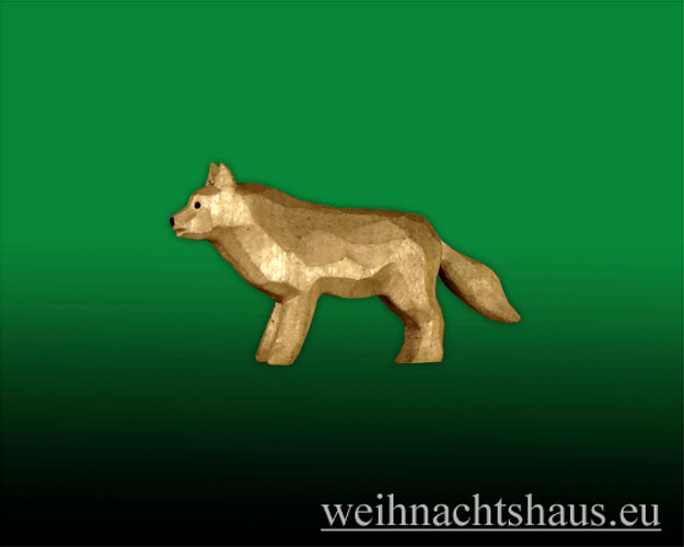 Seiffen Weihnachtshaus - Wolf  laufend geschnitzt - Bild 1