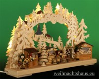 Seiffen Weihnachtshaus - Doppelschwibbogen Erzgebirge Weihnachtmarkt Seiffen 10 Kerzen 43 cm - Bild 2