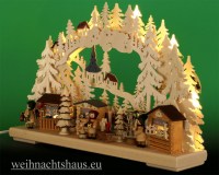 Seiffen Weihnachtshaus - Doppelschwibbogen Erzgebirge Weihnachtmarkt Seiffen 10 Kerzen 43 cm - Bild 3