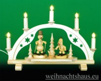 Seiffen Weihnachtshaus - Schwibbogen 5 Kerzen Schneemann 38 cm - Bild 1