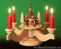 Seiffen Weihnachtshaus - Adventsleuchter - Kerzenhalter  Erzgebirge natur Seiffener Kirche - Bild 2