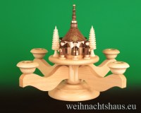 Adventsleuchter Erzgebirge Holz Kerzenhalter Erzgebirgisch natur Seiffener Kirche günstig kaufen