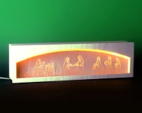 Seiffen Weihnachtshaus - Bank für Schwibbogen 50 cm beleuchtet Krippenmotiv - Bild 1