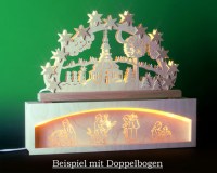 Seiffen Weihnachtshaus - Bank für Schwibbogen 50 cm beleuchtet Waldmotiv - Bild 2