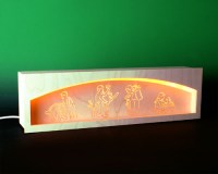 Seiffen Weihnachtshaus - Bank für Schwibbogen 50 cm beleuchtet Waldmotiv - Bild 1